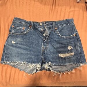 Levi's Distressed Blue Denim Shorts